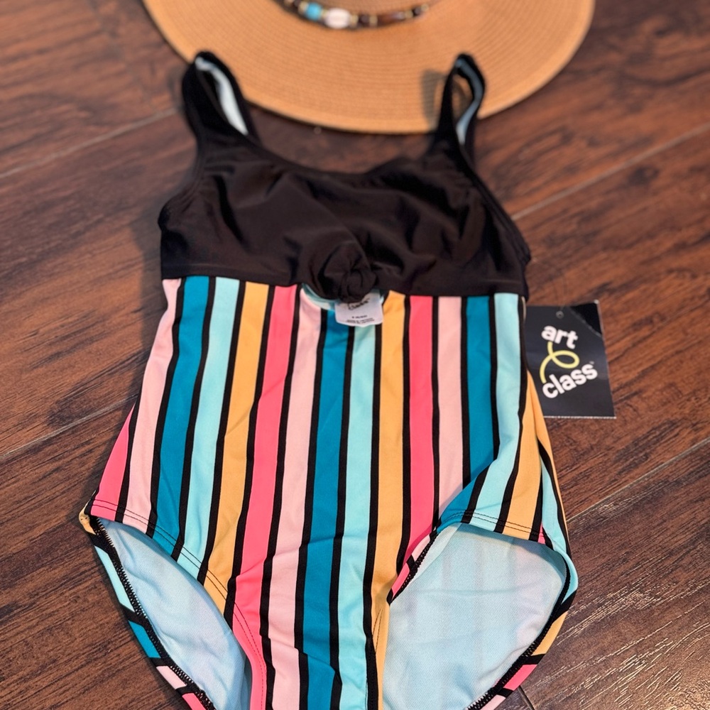 Art Class Black and Pink One Piece Swimsuit